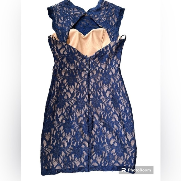 Jodi Kristopher size 11 navy blue sparkle lace dress homecoming Crystal Y2K - Picture 2 of 5
